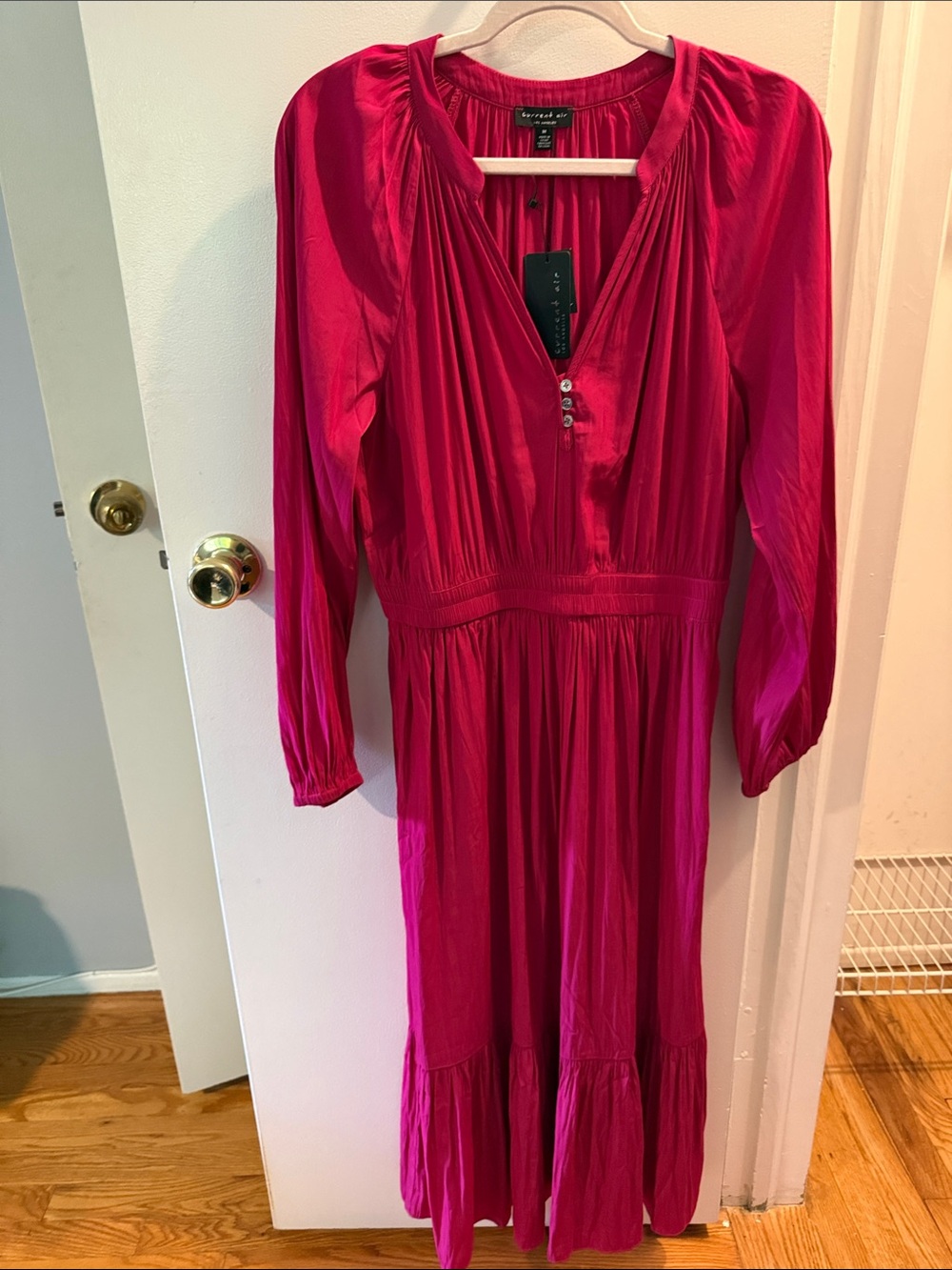 Current Air M  Long Sleeve Fuchsia Maxi Dress